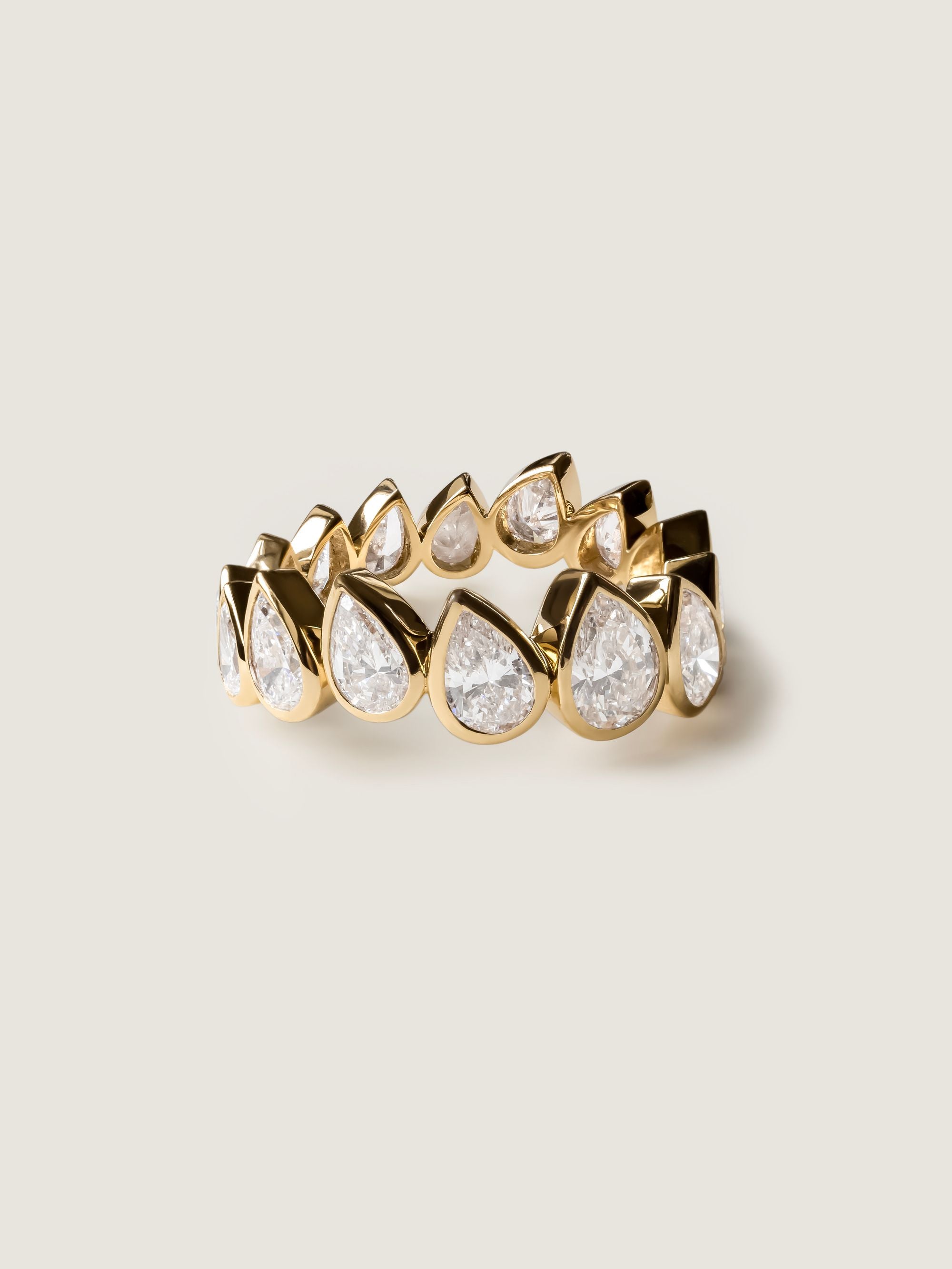 3.2 TCW Pear CVD Diamond Bezel Eternity Wedding Band