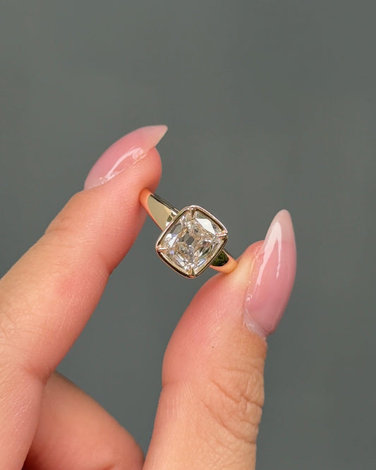 Cushion Cut Lab grown Diamond Bezel Engagement Ring