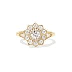 0.53 CT Round Cut Moissanite Sunflower Style Mosaic Engagement Ring