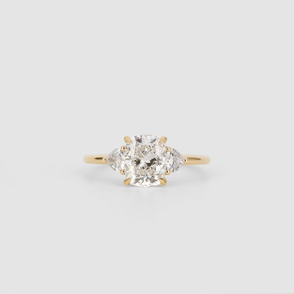 1.52 CT - 3.52 CT Elongated Cushion Cut Lab grown Diamond Three Stone Engagement Ring