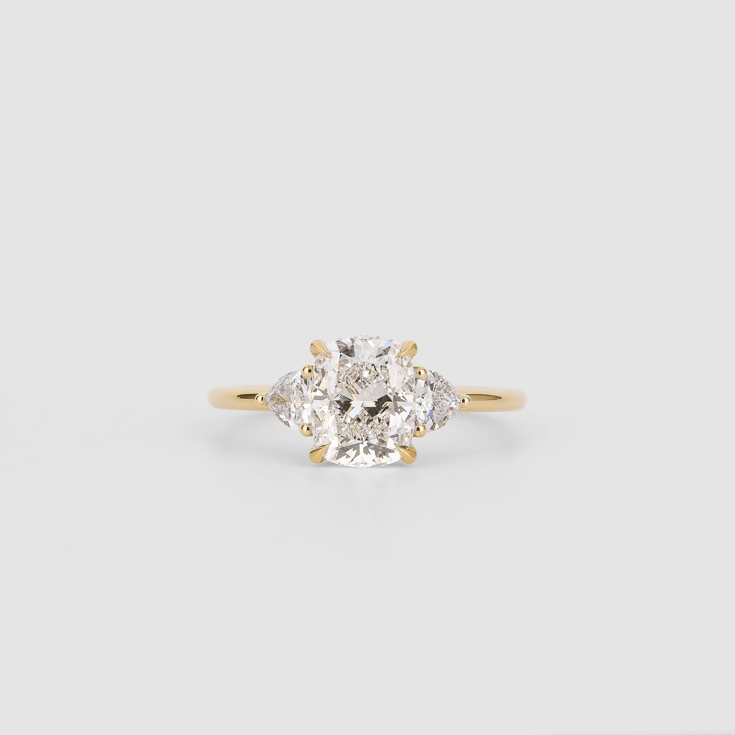 1.52 CT - 3.52 CT Elongated Cushion Cut Lab grown Diamond Three Stone Engagement Ring