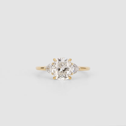 1.52 CT - 3.52 CT Elongated Cushion Cut Lab grown Diamond Three Stone Engagement Ring