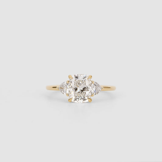 1.52 CT - 3.52 CT Elongated Cushion Cut Lab grown Diamond Three Stone Engagement Ring
