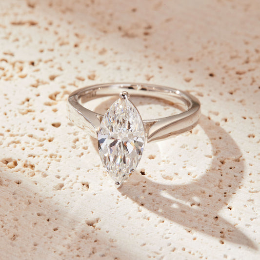 2 CT Marquise Cut Classic Solitaire Moissanite Engagement Ring