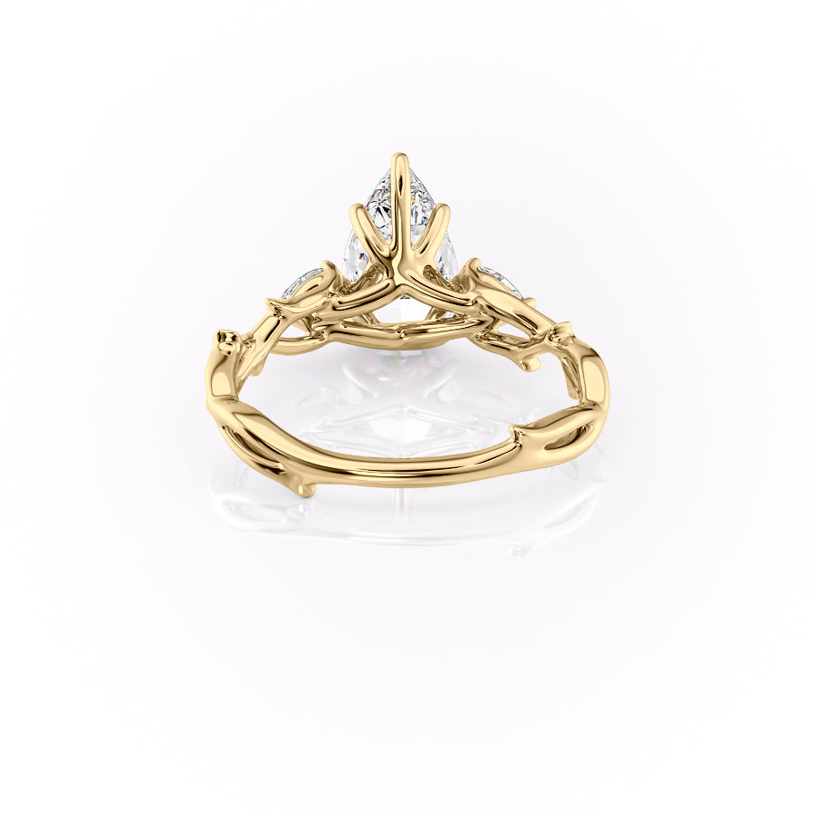 2 CT - 3 CT Pear Cut Three Stone Twig Moissanite Engagement Ring