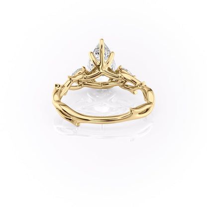 2 CT - 3 CT Pear Cut Three Stone Twig Moissanite Engagement Ring