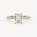 1 CT - 3 CT Emerald Cut Lab grown Diamond Pave Engagement Ring