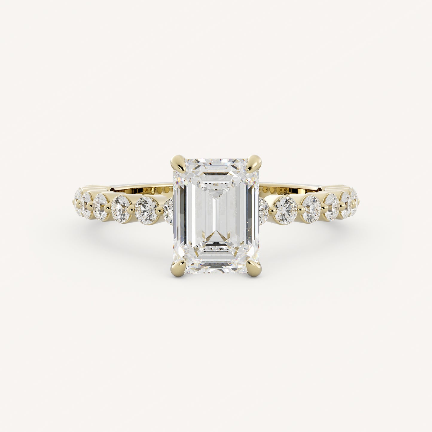1 CT - 3 CT Emerald Cut Lab grown Diamond Pave Engagement Ring