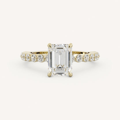 1 CT - 3 CT Emerald Cut Lab grown Diamond Pave Engagement Ring