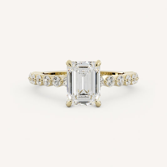 1 CT - 3 CT Emerald Cut Lab grown Diamond Pave Engagement Ring