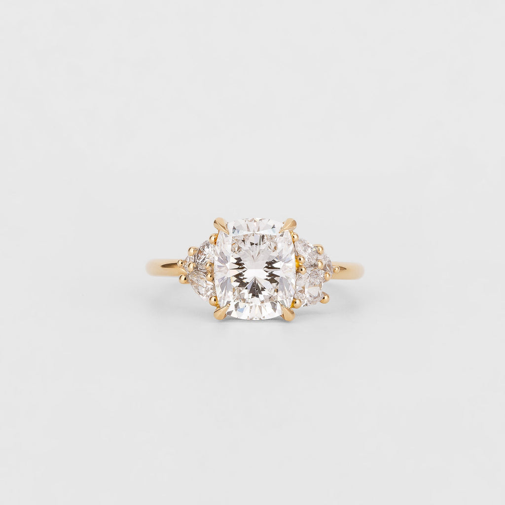 2.51 CT - 3.51 CT Elongated Cushion Cut Lab grown Diamond Cluster Engagement Ring