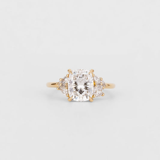 2.51 CT - 3.51 CT Elongated Cushion Cut Lab grown Diamond Cluster Engagement Ring