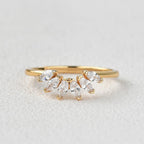 0.4 TCW Marquise Moissanite Cluster Curved Wedding Band