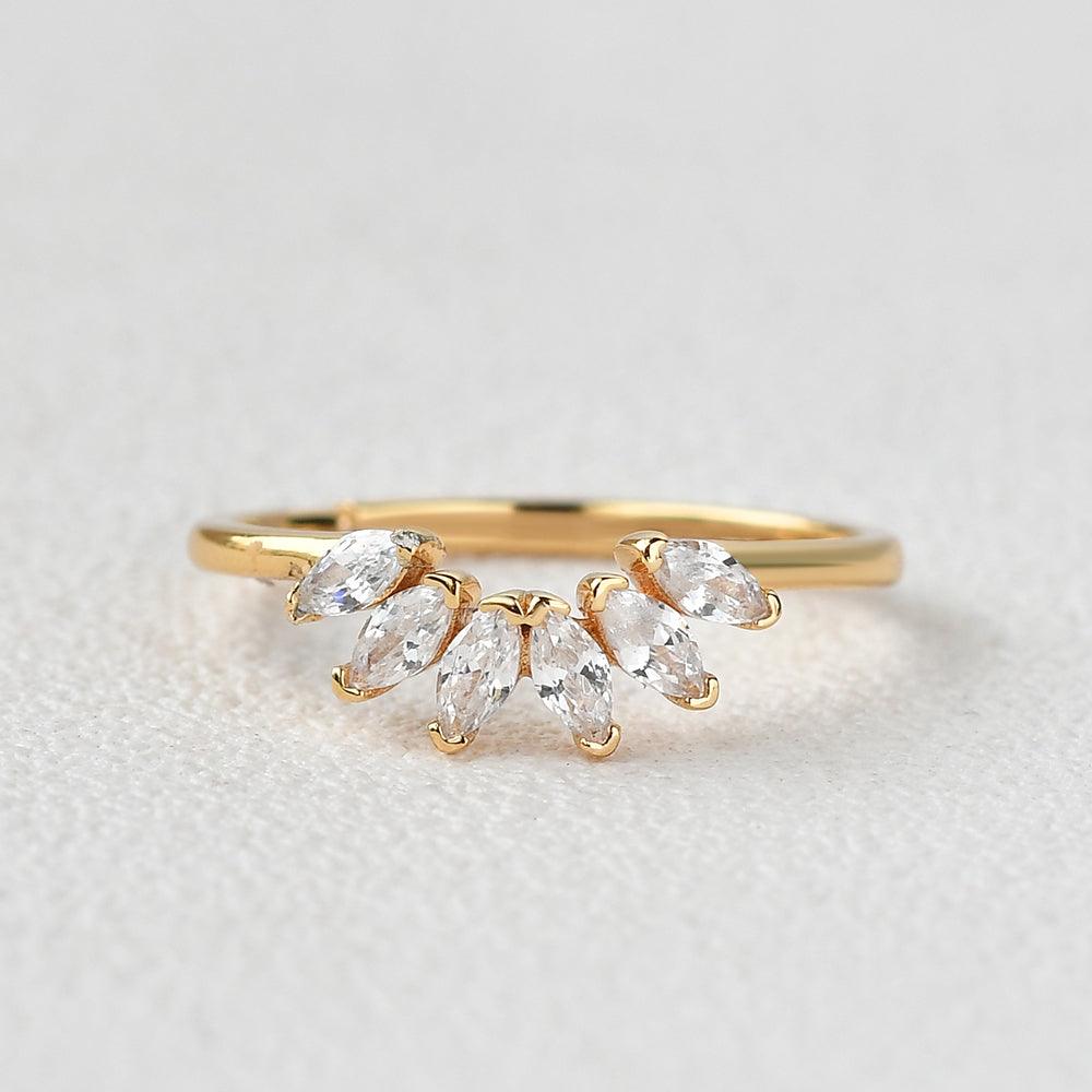 0.4 TCW Marquise Moissanite Cluster Curved Wedding Band