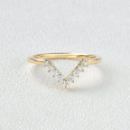 0.15 TCW Round Moissanite V-Shape Wedding Band
