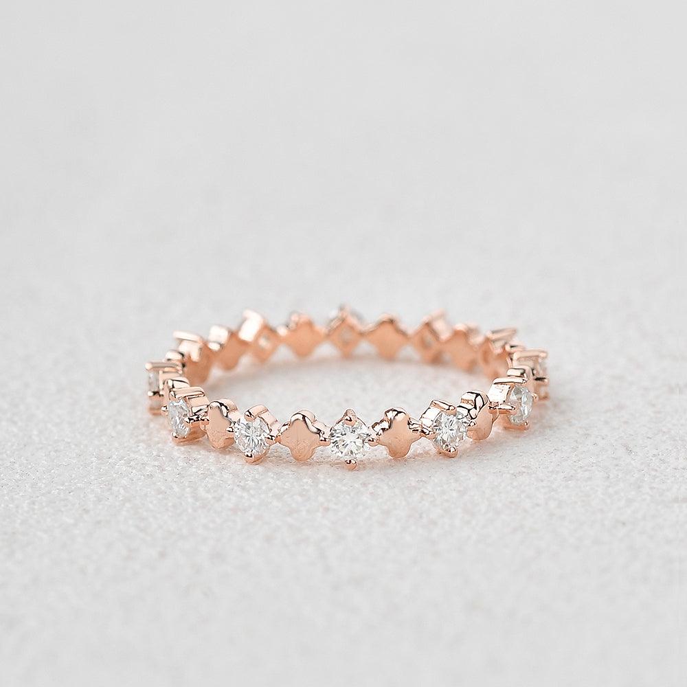 0.45 TCW Round Moissanite Cluster Wedding Band