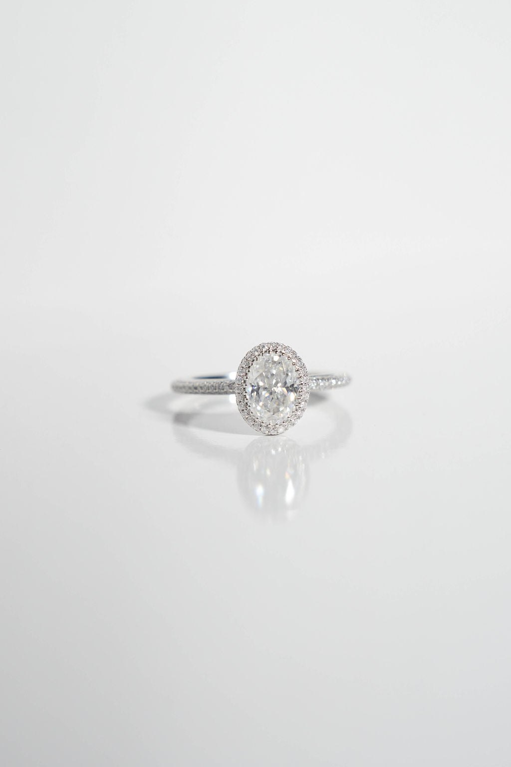 1.5 CT - 2.5 CT Oval Cut Halo & Pave Moissanite Engagement Ring