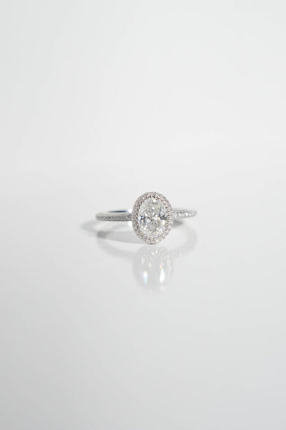 1.5 CT - 2.5 CT Oval Cut Halo & Pave Moissanite Engagement Ring