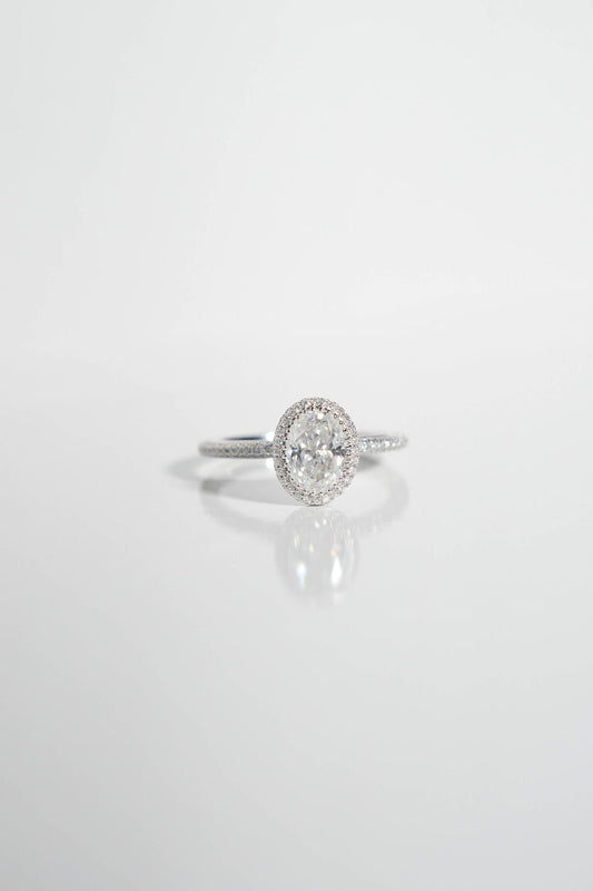 1.5 CT - 2.5 CT Oval Cut Halo & Pave Moissanite Engagement Ring