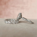 Oval Cut Hidden Halo Moissanite Eternity Bridal Set