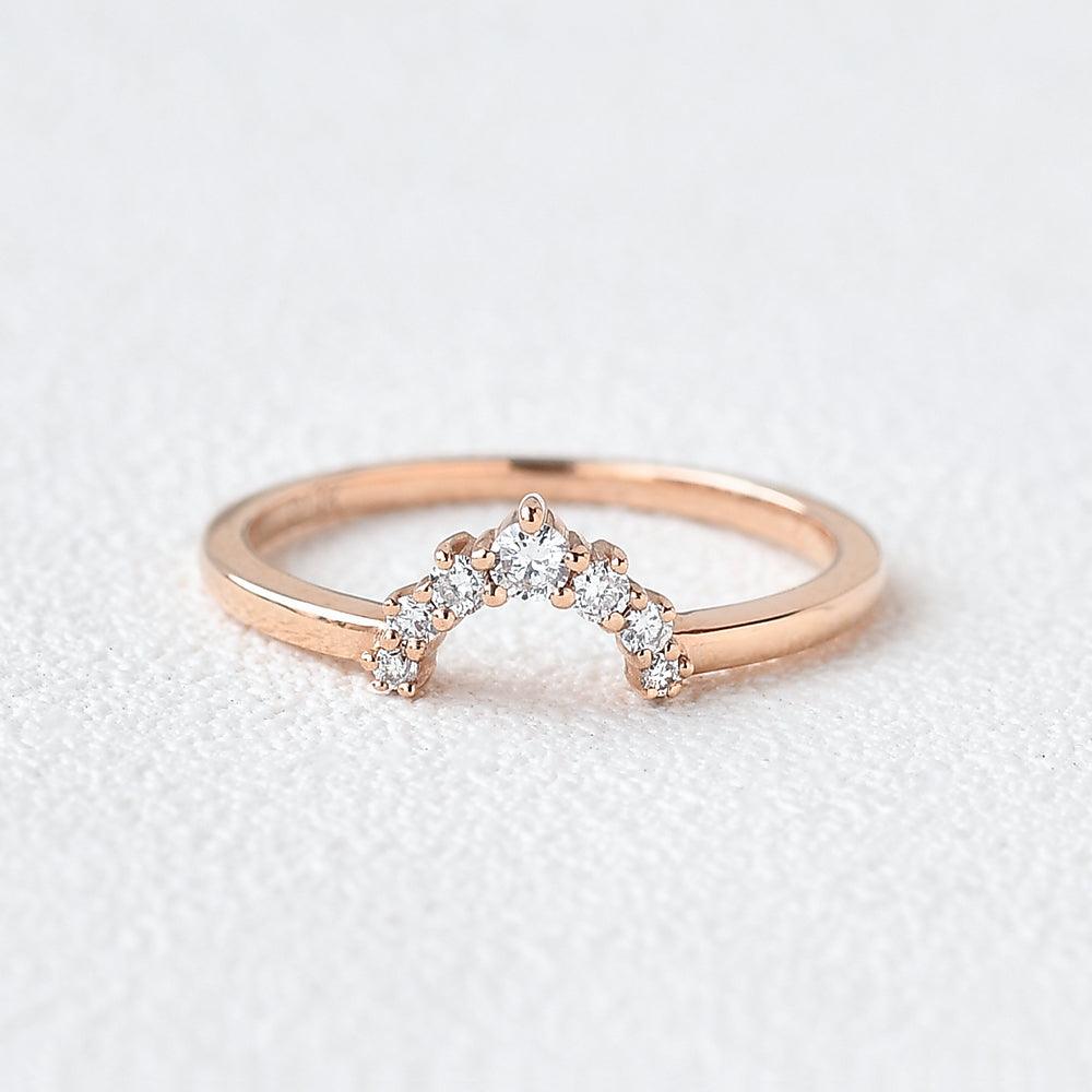 0.06 TCW Round Moissanite Cluster Curved Wedding Band