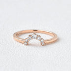 0.06 TCW Round Moissanite Cluster Curved Wedding Band