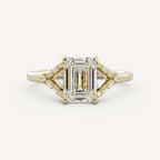 1 CT - 3 CT Emerald Cut Lab grown Diamond Pave & Split Shank Engagement Ring