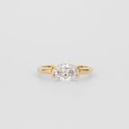 1.37 CT - 3.37 CT Oval Cut Lab grown Diamond Half Bezel Solitaire Engagement Ring