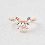 0.5 TCW Marquise & Baguette Moissanite Cluster Curved Wedding Band