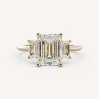 1.75 CT - 3 CT Emerald Cut Lab grown Diamond Three Stone Engagement Ring