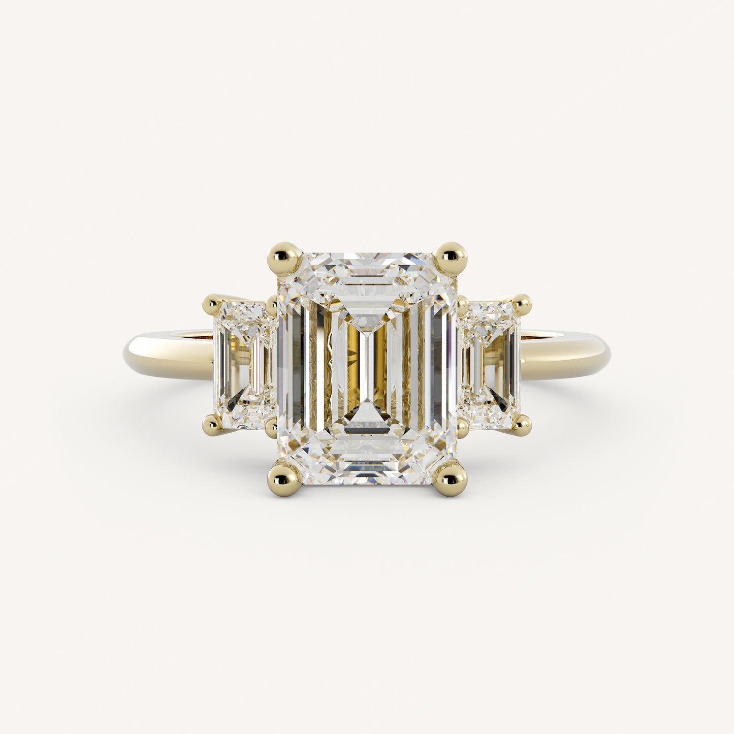 1.75 CT - 3 CT Emerald Cut Lab grown Diamond Three Stone Engagement Ring