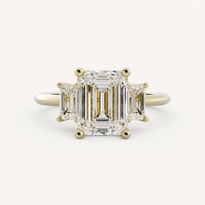 1.75 CT - 3 CT Emerald Cut Lab grown Diamond Three Stone Engagement Ring