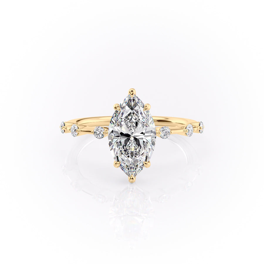 1 CT - 2 CT Marquise Cut Dainty Pave Set Moissanite Engagement Ring
