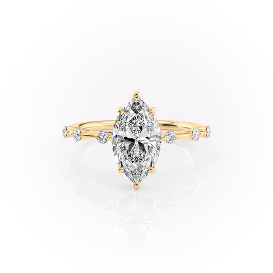 1 CT - 2 CT Marquise Cut Dainty Pave Set Moissanite Engagement Ring