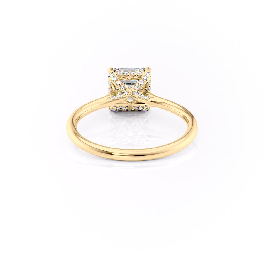 2 CT - 3 CT Asscher Cut Hidden Halo Moissanite Engagement Ring