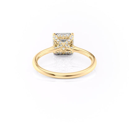 2 CT - 3 CT Asscher Cut Hidden Halo Moissanite Engagement Ring