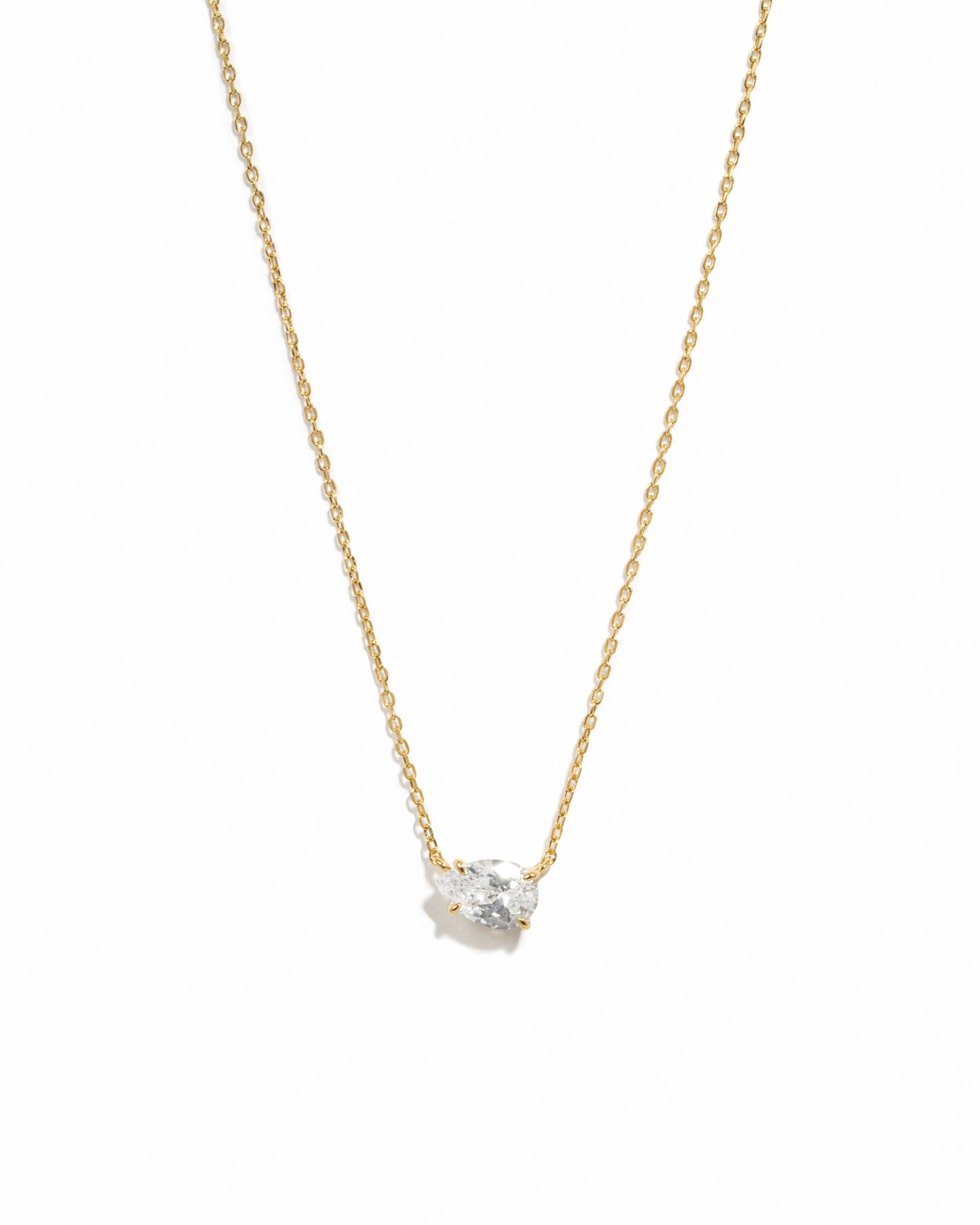 1.33 CT Pear Cut Moissanite Diamond Sideways Solitaire Pendant Necklace