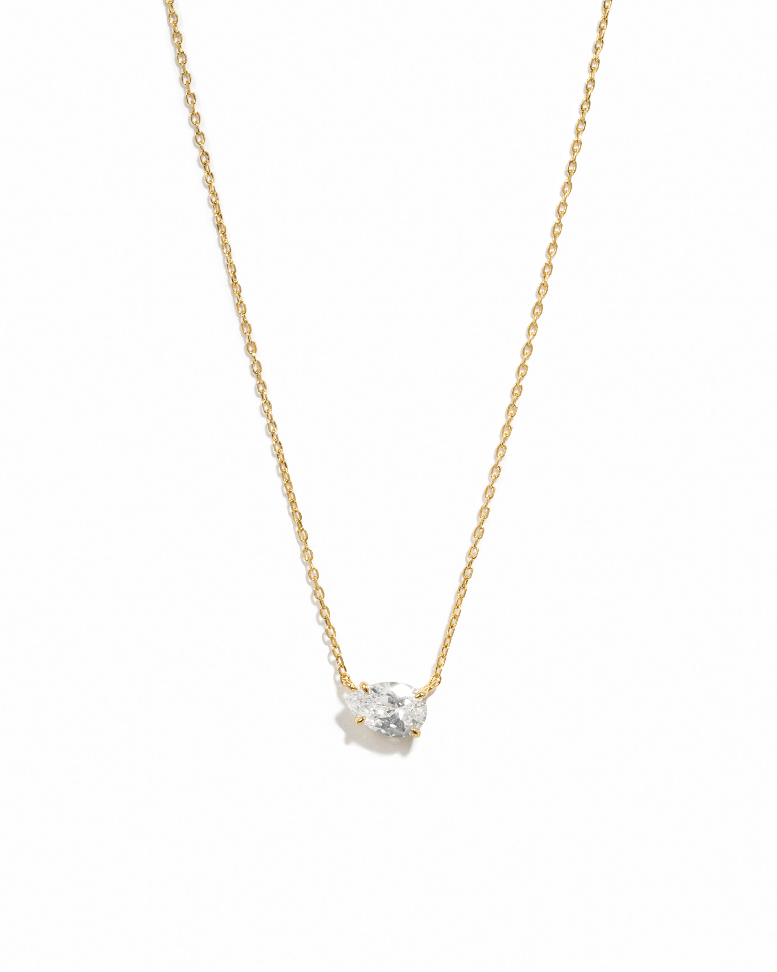 1.33 CT Pear Cut Moissanite Diamond Sideways Solitaire Pendant Necklace