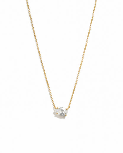 1.33 CT Pear Cut Moissanite Diamond Sideways Solitaire Pendant Necklace