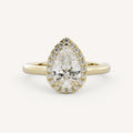 1.25 CT - 2.25 CT Pear Cut Lab grown Diamond Halo Cathedral Setting Engagement Ring
