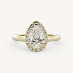 1.25 CT - 2.25 CT Pear Cut Lab grown Diamond Halo Cathedral Setting Engagement Ring