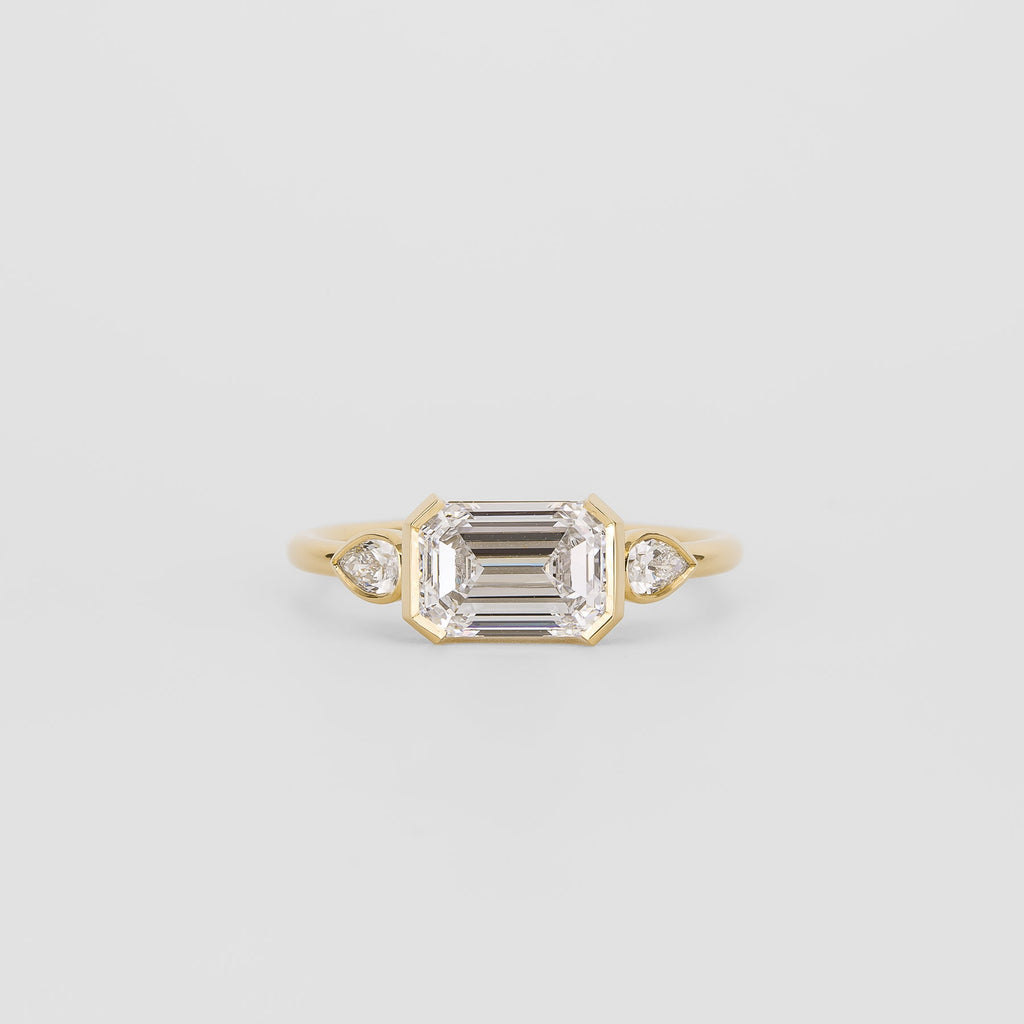 1.75 CT - 3.75 CT Emerald Cut Lab grown Diamond Three Stone Engagement Ring