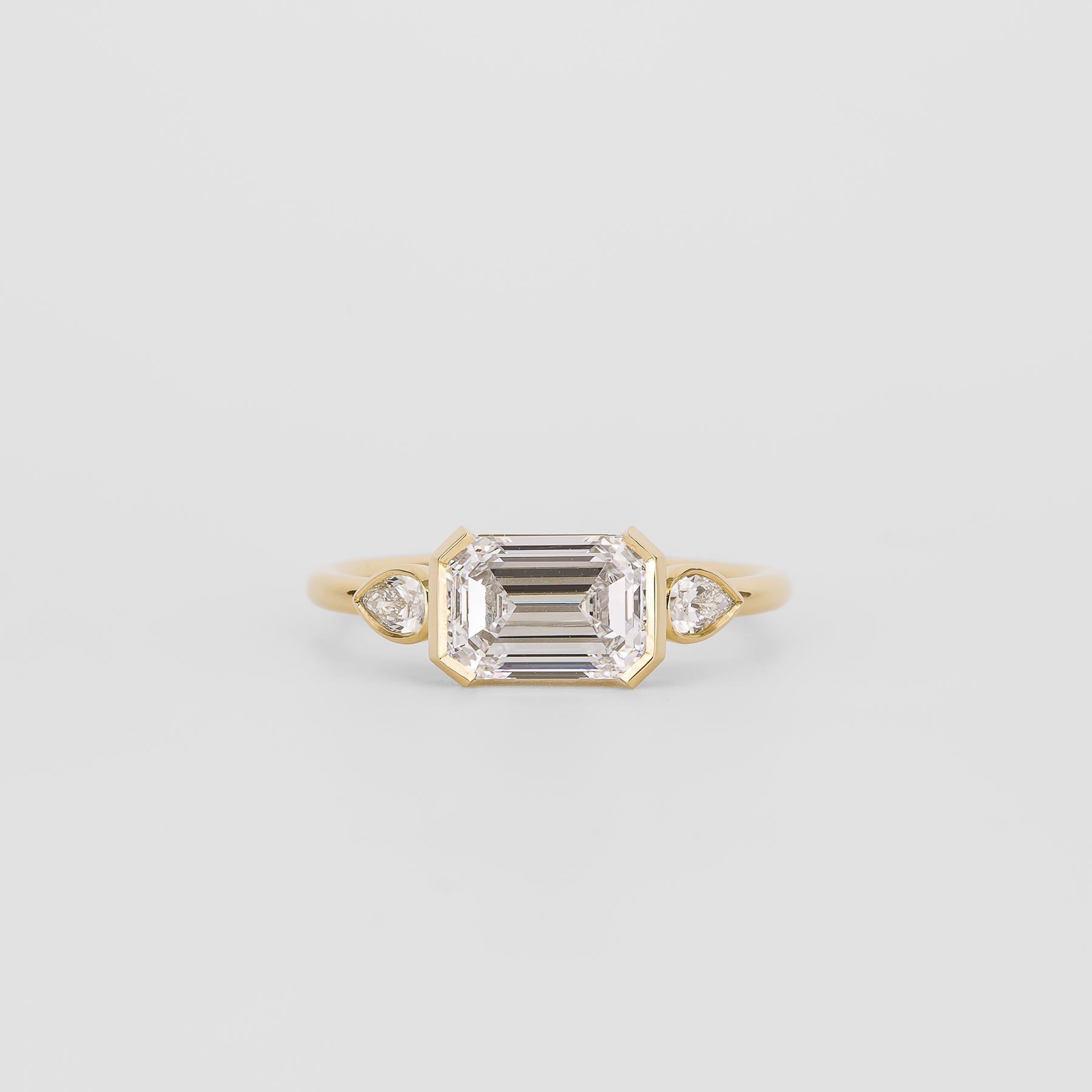 1.75 CT - 3.75 CT Emerald Cut Lab grown Diamond Three Stone Engagement Ring