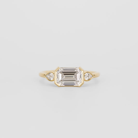 1.75 CT - 3.75 CT Emerald Cut Lab grown Diamond Three Stone Engagement Ring