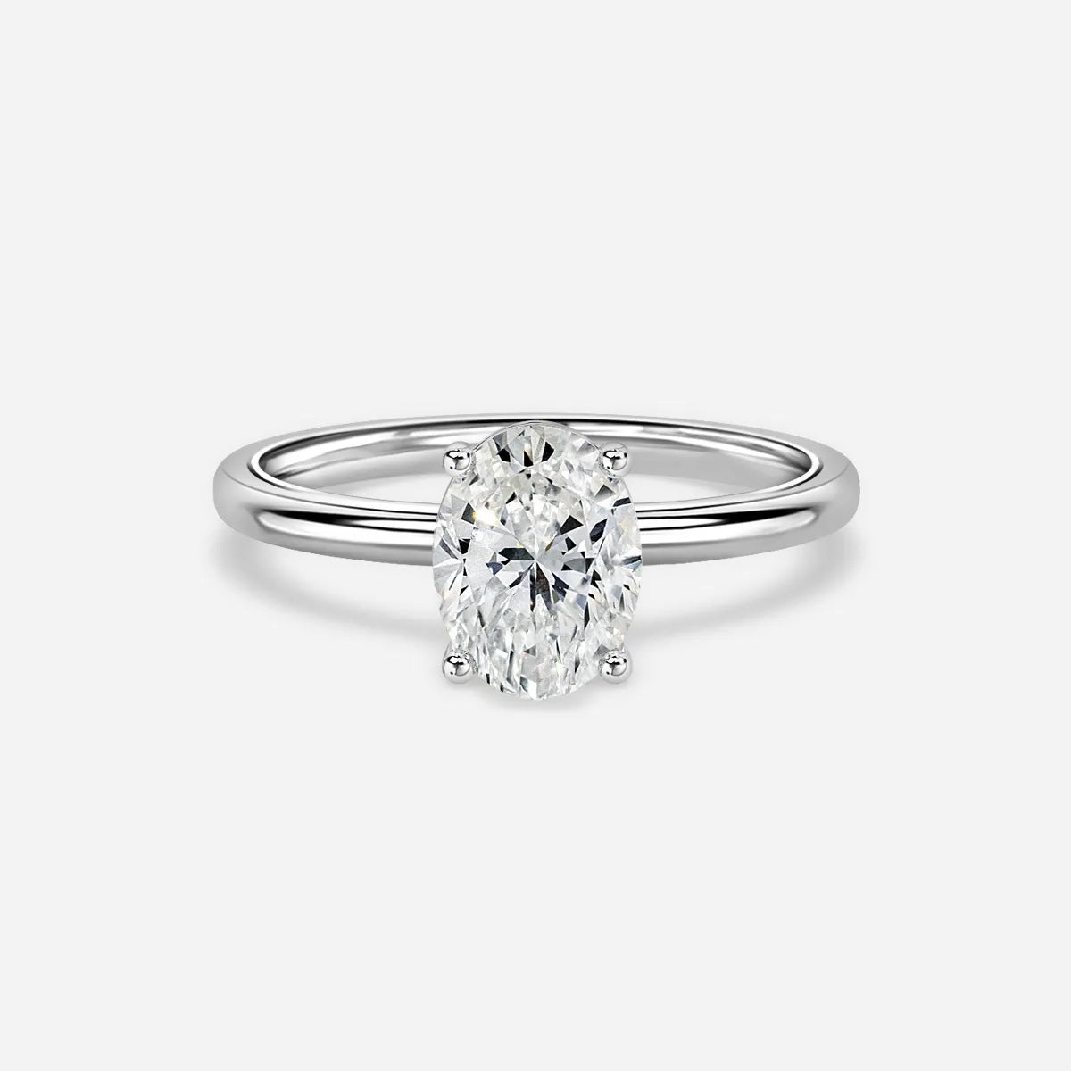 2 CT - 2.2 CT Oval Cut Solitaire Moissanite Engagement Ring