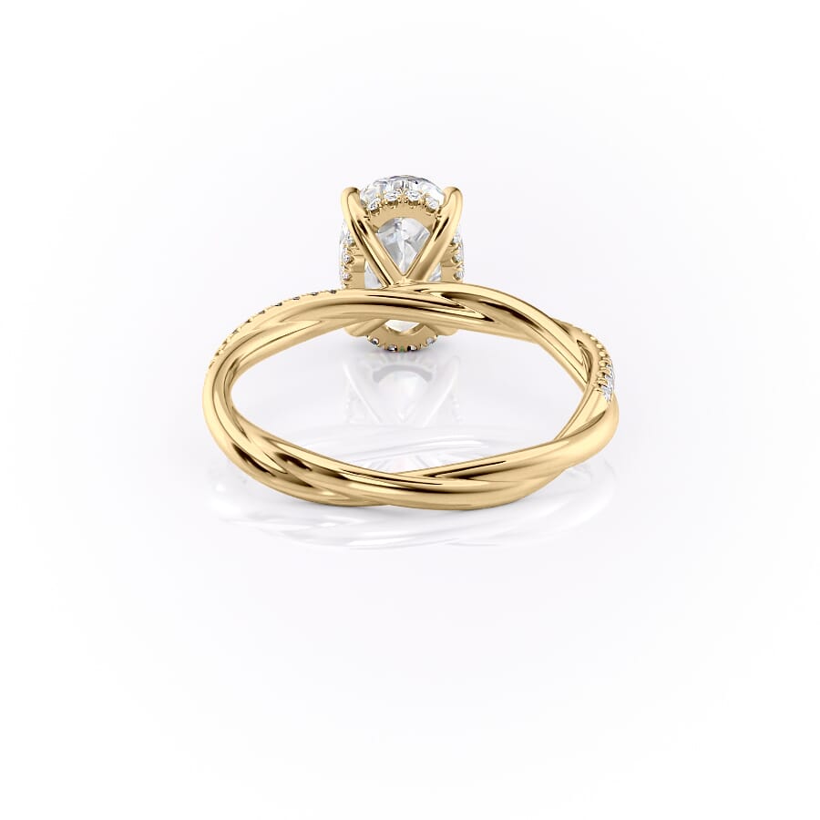 1.5 CT - 3 CT Oval Cut Hidden Halo Twisted Pave Style Moissanite Engagement Ring