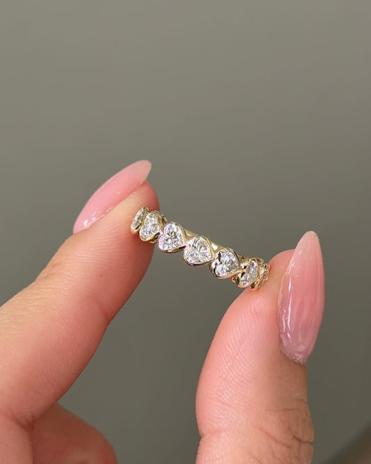 Heart CVD Diamond Half Eternity with Bezel Wedding Band