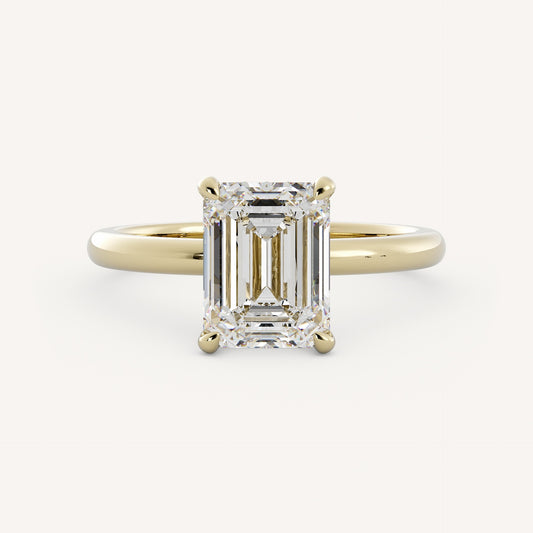 1 CT - 3 CT Emerald Cut Lab grown Diamond Hidden Halo Engagement Ring
