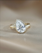 3 CT Pear Lab grown Diamond Bezel Engagement Ring