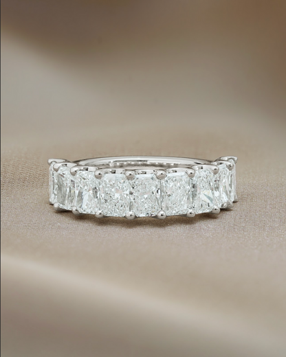 3.2 TCW Radiant CVD Diamond Half Eternity with Shared Prong Wedding Band